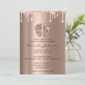 Invitation Baby shower Pieds Parties scintillant Rose Gold Dr (Debout devant)