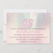Invitation Baby shower Pieds Parties scintillant Rose Lecteur (Devant)