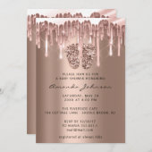 Invitation Baby shower Pieds Parties scintillant Rose Lush Dr (Devant / Derrière)