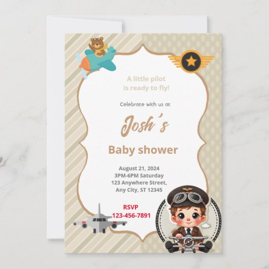 Invitation Baby shower pilote (Devant)