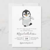 Invitation Baby shower Pingouin mignon (Devant)