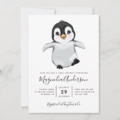 Invitation Baby shower Pingouin mignon (Devant)