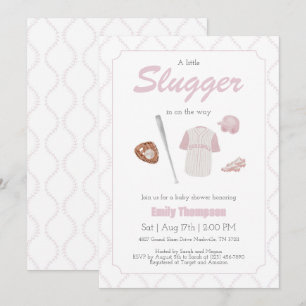 Invitation Baby shower Pink A Little Slugger