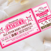 Invitation Baby shower Pink Baseball Pass