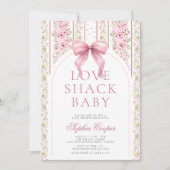 Invitation Baby shower Pink Bow Love Shack (Devant)