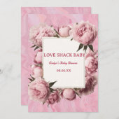 Invitation Baby shower Pink Bow Love Shack - Elega (Devant / Derrière)