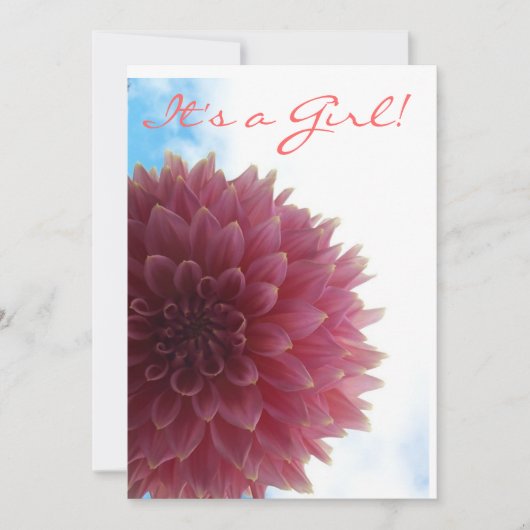 Invitation Baby shower Pink Dahlia (Devant)