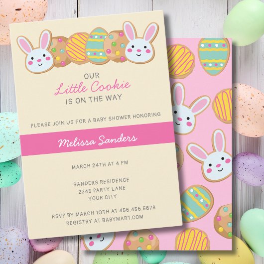 INVITATION BABY SHOWER PINK EASTER