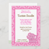Invitation Baby shower Pink Elephant 5x7 (Devant / Derrière)