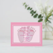 Invitation Baby shower Pink Footprint (Debout devant)