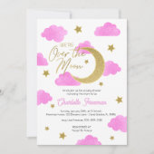 Invitation Baby shower Pink Gold Moon & Stars (Devant)