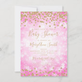 Invitation Baby shower Pink Gold Parties scintillant Winter W (Devant)