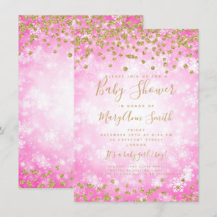 Invitation Baby shower Pink Gold Parties scintillant Winter W