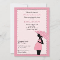 Invitation Baby shower Pink Polka Dot Umbrella