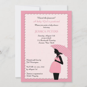 Invitation Baby shower Pink Polka Dot Umbrella