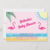 Invitation Baby shower Pink Tropical Beach (Devant)