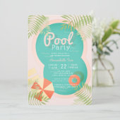 Invitation Baby shower Pink Tropical Pool (Debout devant)