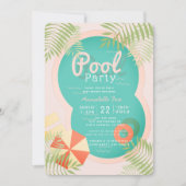 Invitation Baby shower Pink Tropical Pool (Devant)