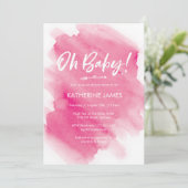 Invitation Baby shower Pink Watercolor (Debout devant)