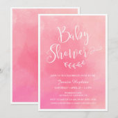Invitation Baby shower Pink Watercolor (Devant / Derrière)