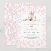 Invitation Baby shower Pink Woodland (Devant / Derrière)