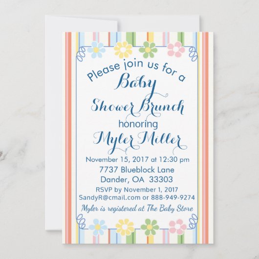 Invitation baby shower "Pique-nique Floral Invitat (Devant)