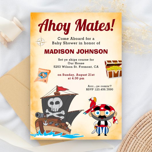 Invitation Baby shower Pirate