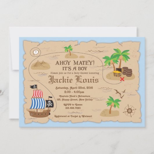 Invitation Baby shower pirate (Devant)