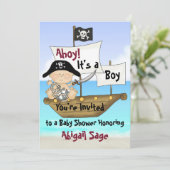 Invitation Baby shower Pirate Little Buccaneer (Debout devant)