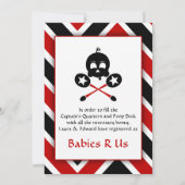 Invitation Baby shower Pirate Rouge (Dos)