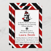 Invitation Baby shower Pirate Rouge (Devant / Derrière)