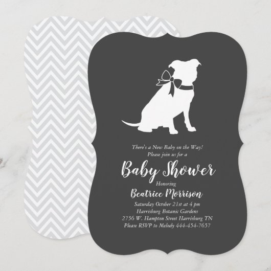 Invitation Baby shower Pit Bull Pitbull neutre pour le genre (Devant / Derrière)