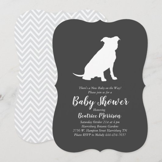 Invitation Baby shower Pit Bull Pitbull neutre pour le genre (Devant / Derrière)