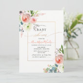 Invitation Baby shower PixDezines Watercolor Blush Peonies (Debout devant)