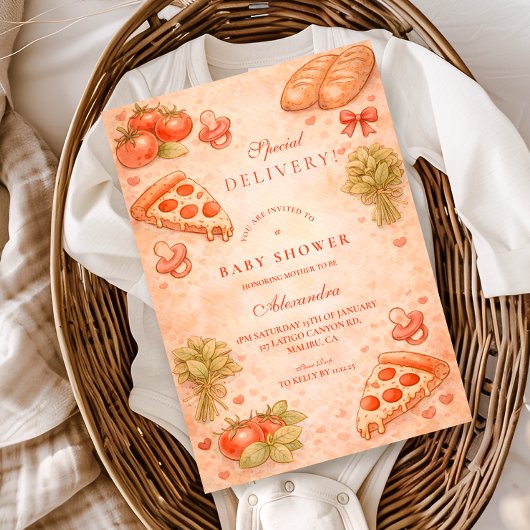 Invitation Baby Shower Pizza Sucrée