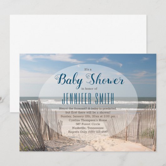 Invitation Baby shower plage (Devant / Derrière)