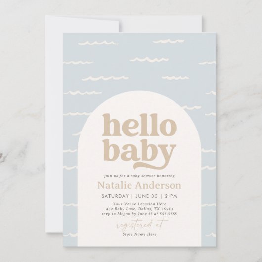 Invitation Baby shower plage (Devant)