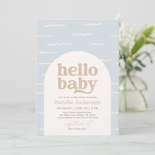 Invitation Baby shower plage (Debout devant)
