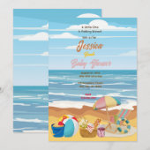 Invitation Baby shower plage (Devant / Derrière)