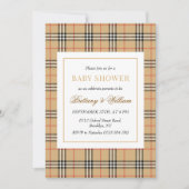 Invitation Baby shower Plaid Chèque Beige (Devant)