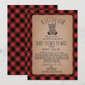 Invitation Baby shower Plaid Par Courrier Distances Sociales (Devant / Derrière)