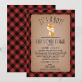 Invitation Baby shower Plaid Par Mail Social Distances Fox (Devant / Derrière)