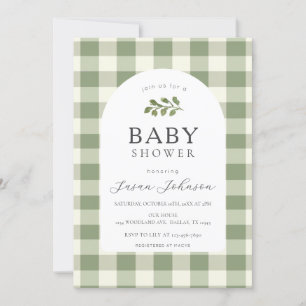 Invitation Baby shower Plaid pour le contrôle du bison vert e