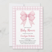 Invitation Baby shower Plaid Rose Et Bow Rose (Devant)