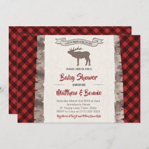 Invitation Baby shower Plaid sauvage d'orignaux ou de wapitis