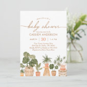 Invitation Baby shower Plante Boho Poted House (Debout devant)