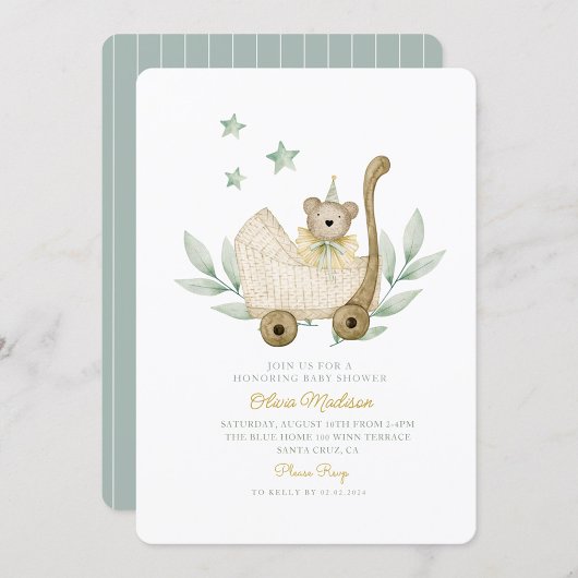 Invitation Baby shower Plante de fleurs pour bébé aquarelle