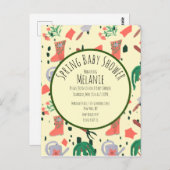 Invitation Baby shower Plante du jardin fleuri du  (Devant / Derrière)