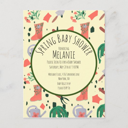 Invitation Baby shower Plante du jardin fleuri du  (Devant)