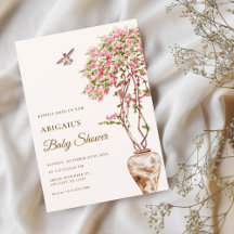 Baby shower plante rose aquarelle